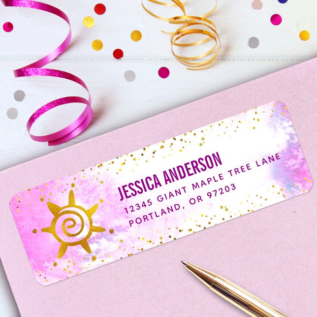 Pink Birthday Watercolor Gold Girly Glam Address (Creator Uploaded)