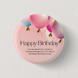 Pink Birthday Wishes 3 Cm Round Badge