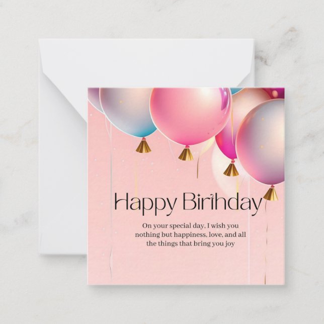 Pink Birthday Wishes Card (Front)