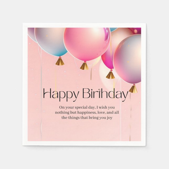 Pink Birthday Wishes Napkin (Front)
