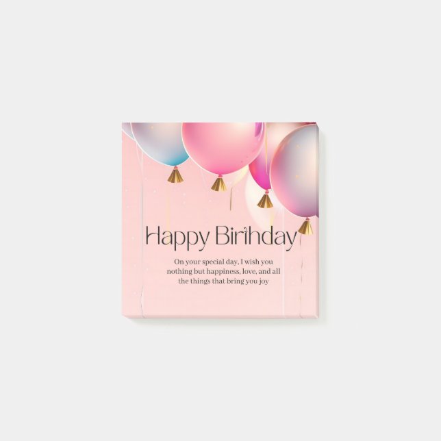 Pink Birthday Wishes Post-it Notes (Front)