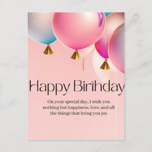 Pink Birthday Wishes Postcard