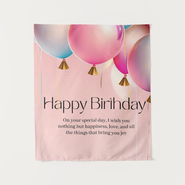 Pink Birthday Wishes Tapestry (Front)