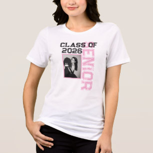 Pink & Black 1 Photo Class Of 2026 Graduate Tri-Blend Shirt