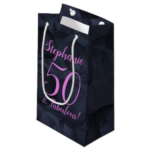 Pink Black 50 and Fabulous Birthday Party Small Gift Bag