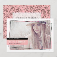 Pink & Black Abstract Frame Photo Graduation