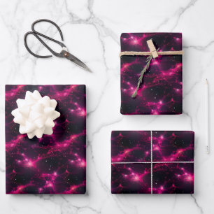 Pink & Black Abstract Wrapping Paper Sheet