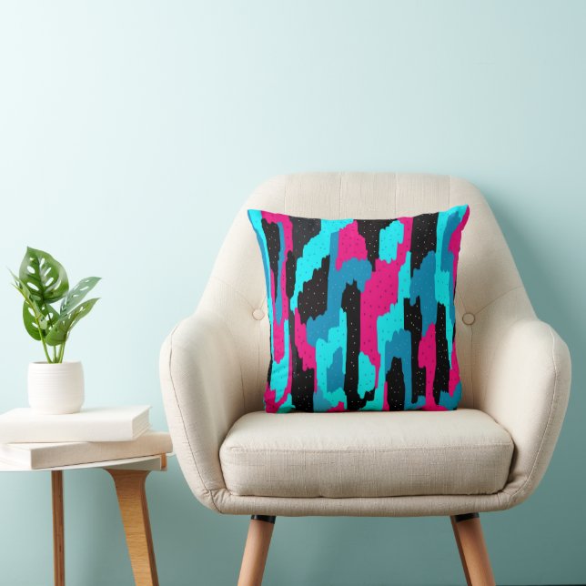 Pink, Black, and Blue Abstract  Cushion (Chair)