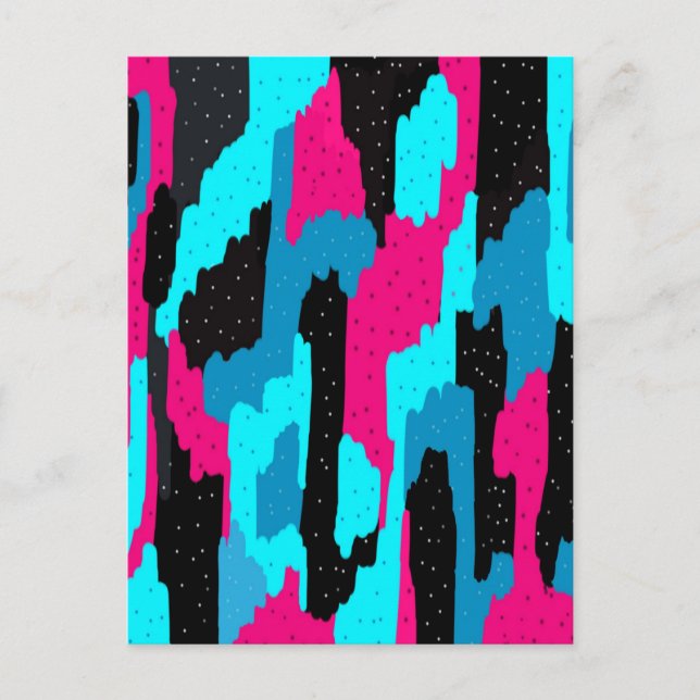 Pink, Black, and Blue Abstract Postcard (Front)