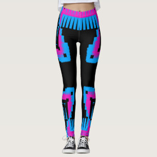 pink black and blue cross pattern leggings