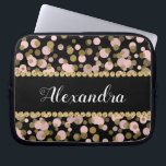 Pink, Black and Gold Foil Confetti Monogram Laptop Sleeve<br><div class="desc">Pink,  Black and Faux Gold Foil Polka Dot Confetti Pattern Elegant Monogram Sleeve. This sleeve can be customised to include your initial and full name.</div>