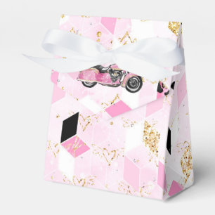 Pink, black and gold geometric favour box