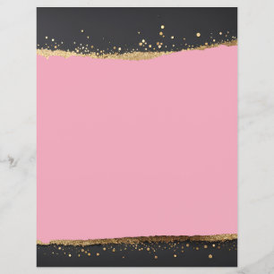 Pink, Black and Gold Glitter Scrapbook Paper