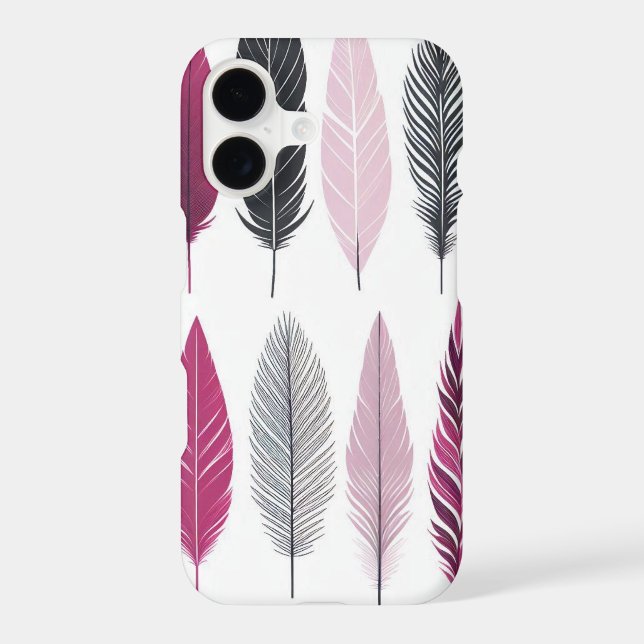 Pink Black and Gray Feathers iPhone / iPad case (Back)