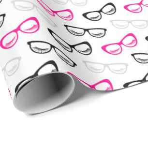 Pink Black and Gray Sunglasses Wrapping Paper