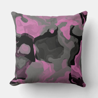 Pink Black and Grey abstract Cushion