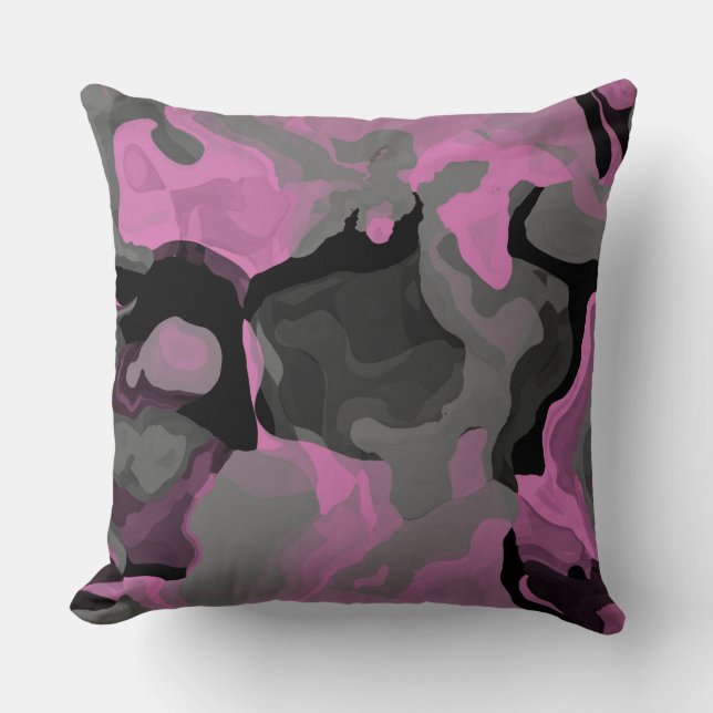 Pink Black and Grey abstract Cushion (Front)