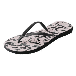 Pink Black and Grey abstract print Jandals