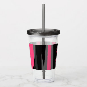 Pink Black and Grey      Acrylic Tumbler