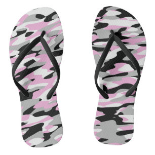 pink black and grey camo abstract jandals