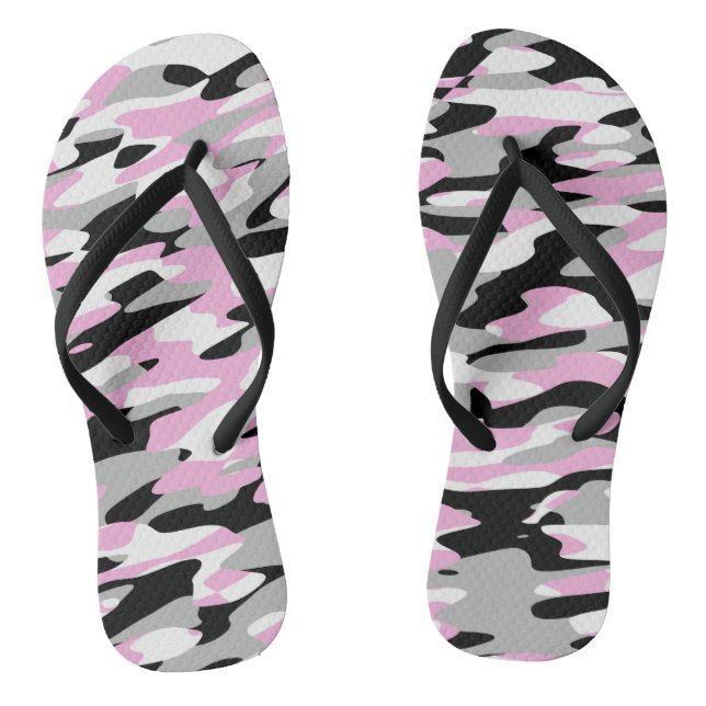 pink black and grey camo abstract jandals (Footbed)