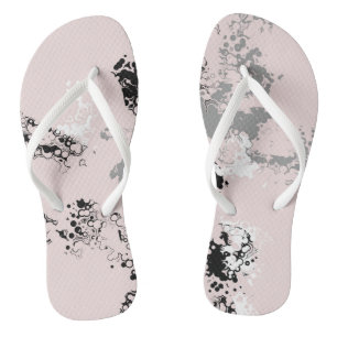 Pink, Black, and Grey Marble Abstract Jandals