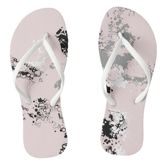 Pink, Black, and Grey Marble Abstract Jandals (Footbed)