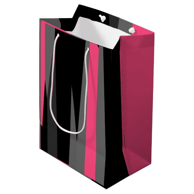 Pink Black and Grey  Medium Gift Bag (Front Angled)