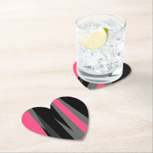 Pink Black and Grey   Paper Coaster