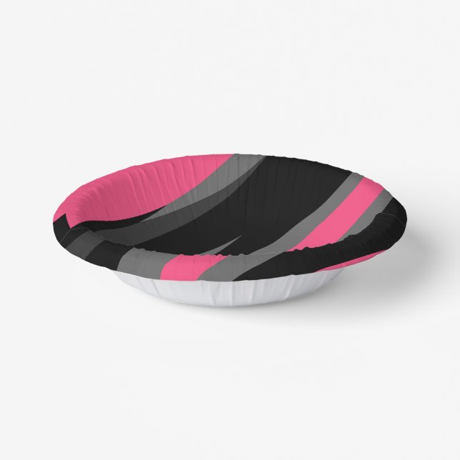 Pink Black and Grey   Paper Plate (Angled)