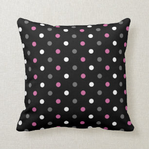 Pink, Black and Grey Polka Dot Cushion