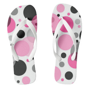Pink, Black and Grey Polka Dots Jandals