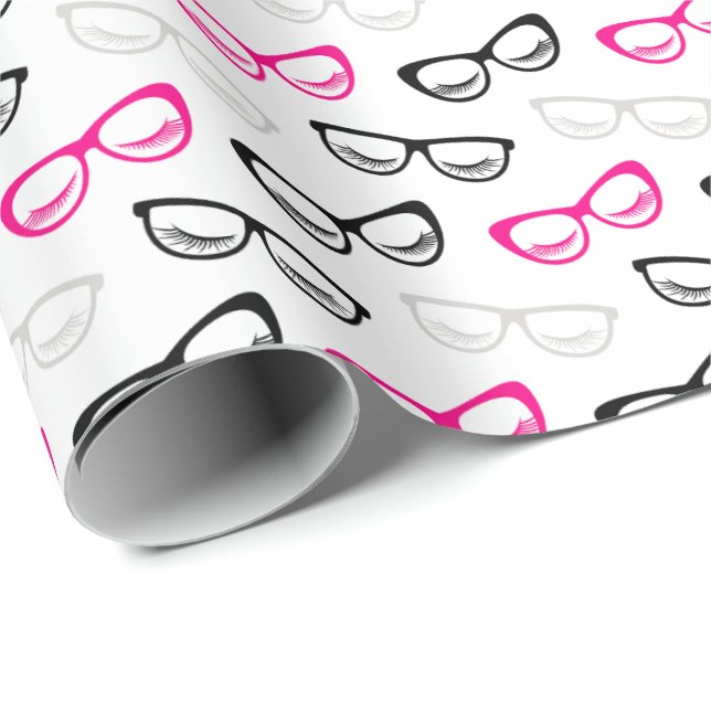 Pink Black and Grey Sunglasses Wrapping Paper (Roll Corner)
