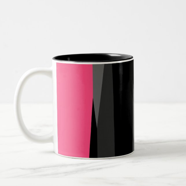 Pink Black and Grey Two-Tone Coffee Mug (Left)