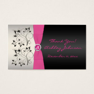 Pink, Black, and Silver Favour Tag