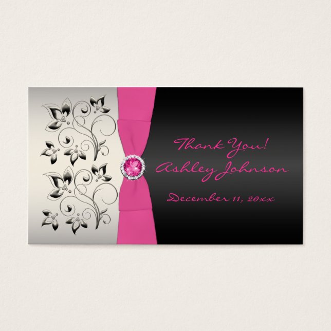 Pink, Black, and Silver Favour Tag (Front)