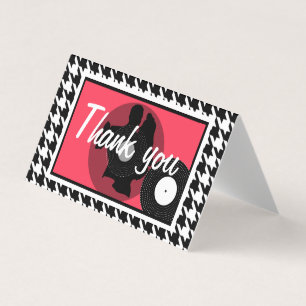 Pink, black and white 1950s theme thank you
