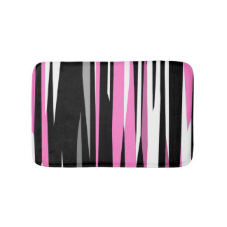 Pink Black and White Abstract Bath Mat