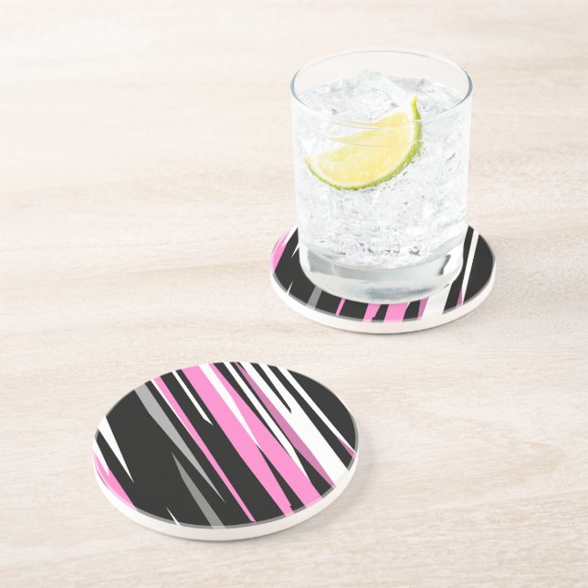 Pink Black and White Abstract     Coaster (Side)
