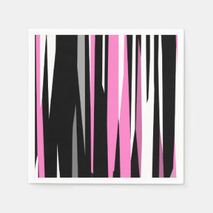 Pink Black and White Abstract Napkin