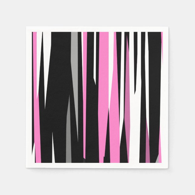 Pink Black and White Abstract    Napkin (Front)