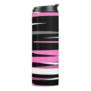 Pink Black and White Abstract Thermal Tumbler