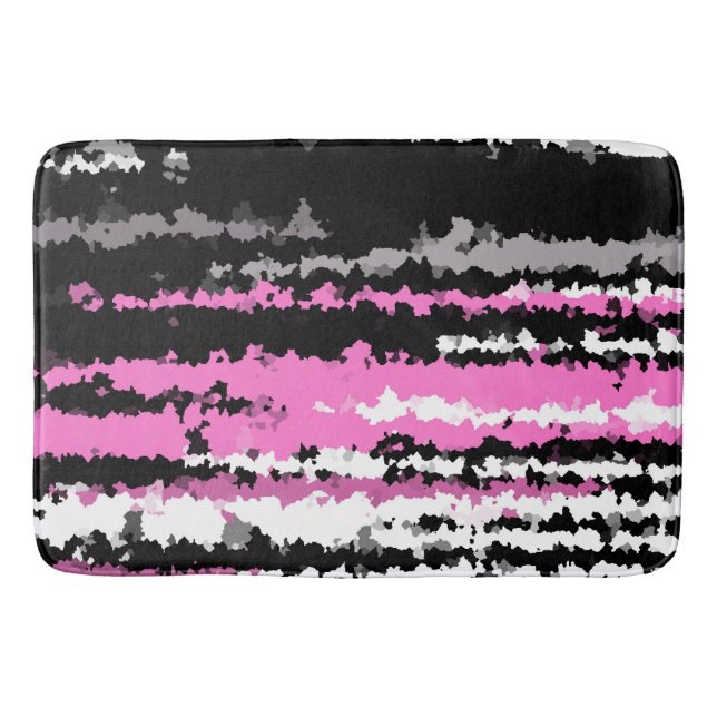 pink black and white  bath mat (Front)