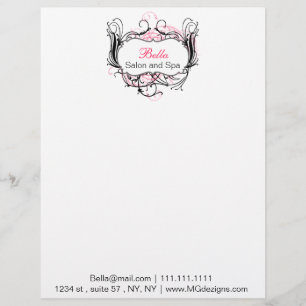 pink, black and white Chic Business letterheads Letterhead Template