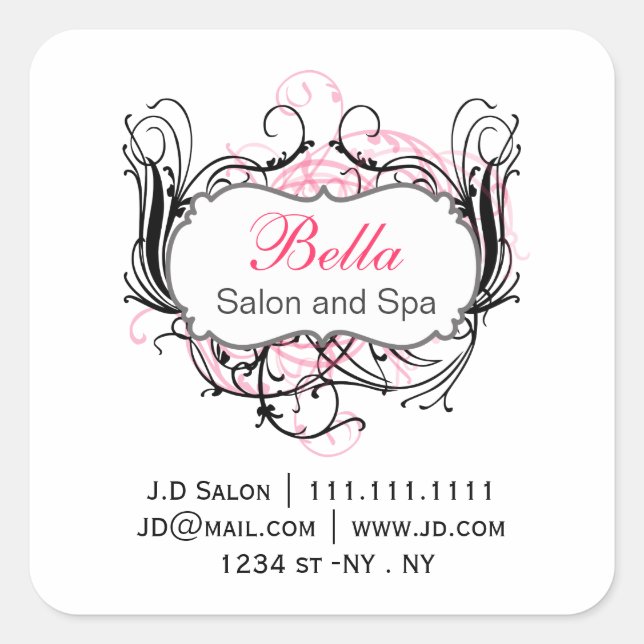 pink, black and white Chic Business stickers (Front)