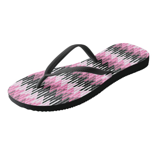 Pink Black and White Geometric  Jandals (Angled)