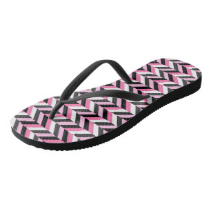 Pink Black and White Geometric Jandals