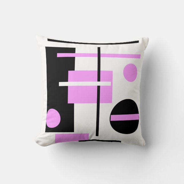 Pink Black and white Modern Abstract Cushion (Front)
