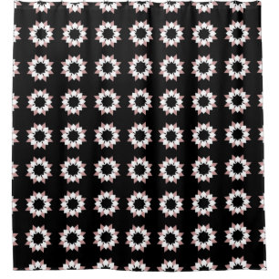 Pink black and white pattern shower curtain