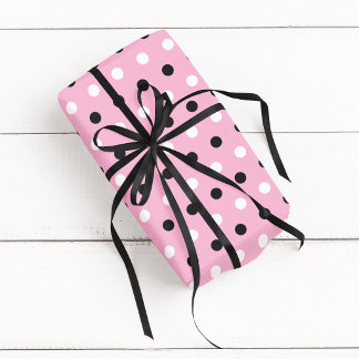 Pink Black and White Polka Dot Wrapping Paper